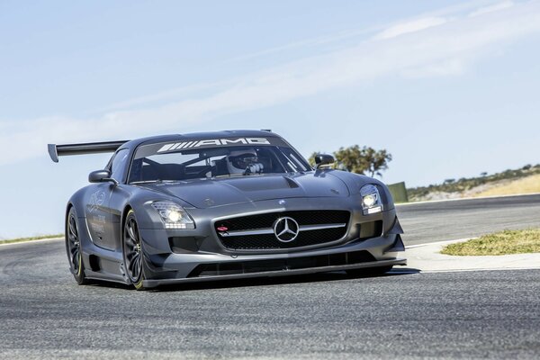 Gt3 amg sls mercedes-benz on the race track