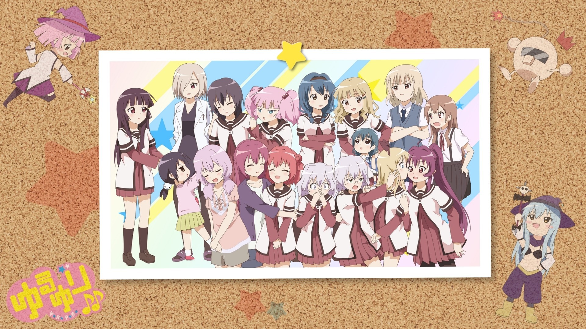 akaza аканэ oomuro сакурако yoshikawa тинацу nishigaki нана mari yuru yuri oomuro ханако yoshikawa томоко toshinou kyouko икеда канако oomuro nadeshiko икеда читосе mirakurun сугиура аяно ganbo funami юй фурутани химавари akaza акари фурутани kaede