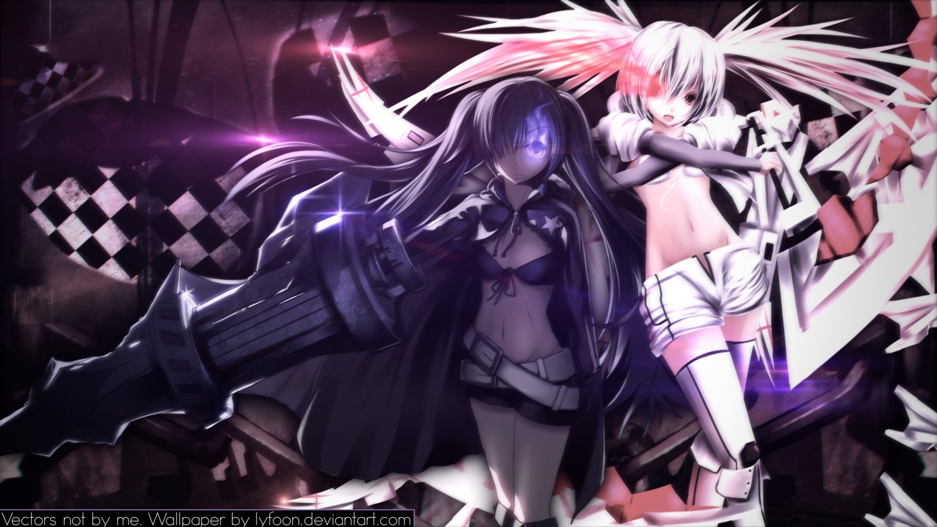 kuroi mato 2girls white rock shooter