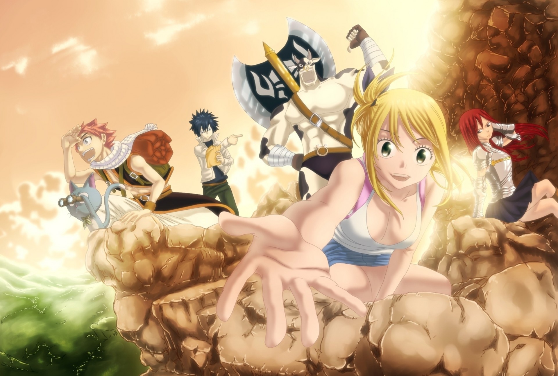 erza scarlatto natsu dragneel lucy heartfilia happy fairy tail