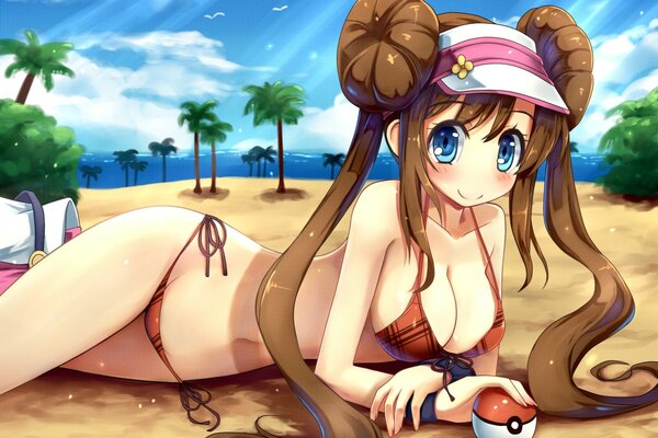 Dziewczyna w bikini pozowanie na plaży