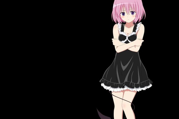 Chica de la serie de anime con el pelo corto rosa