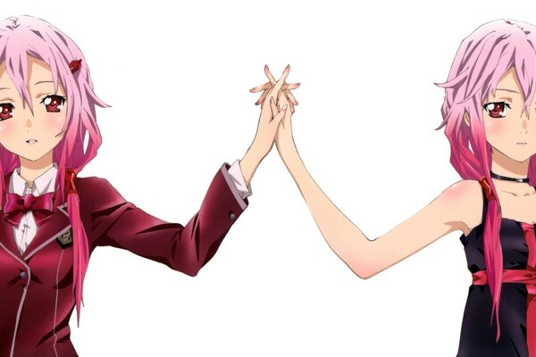 Zwei Mädchen halten sich gegenseitig an den Händen