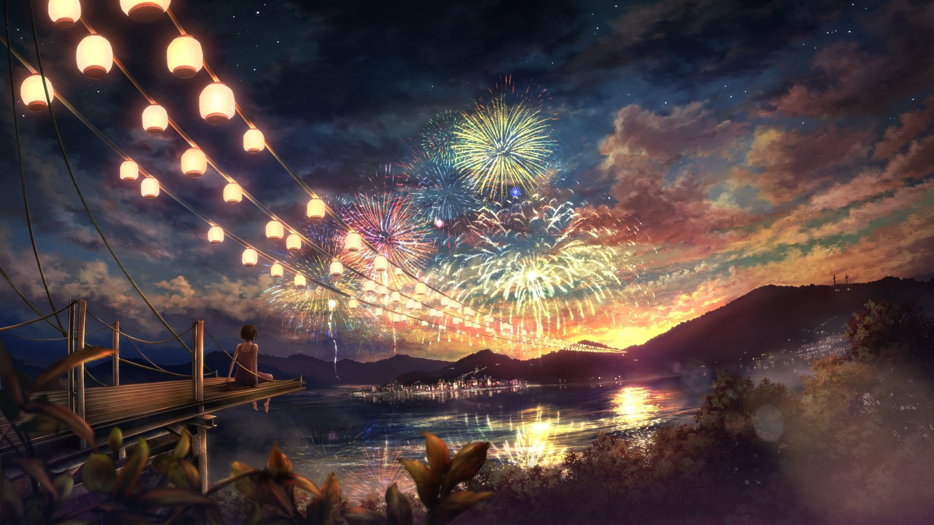 landscape fireworks beautiful