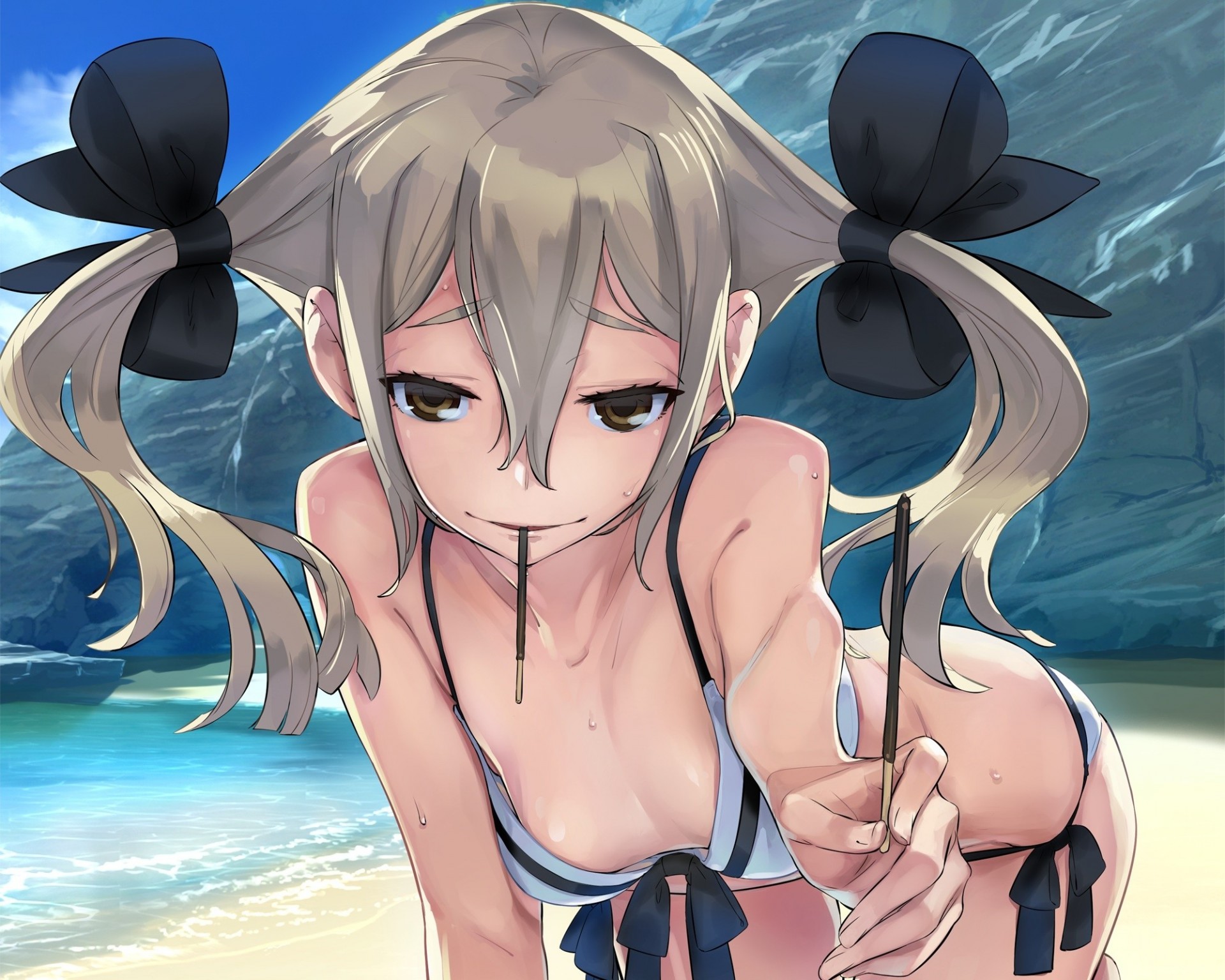 beach bikini swimsuit koujiro frau water