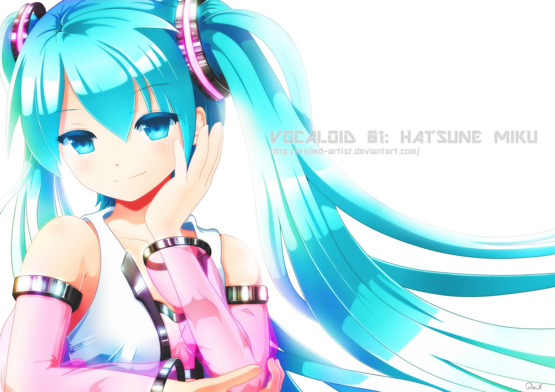 white hatsune miku twintail