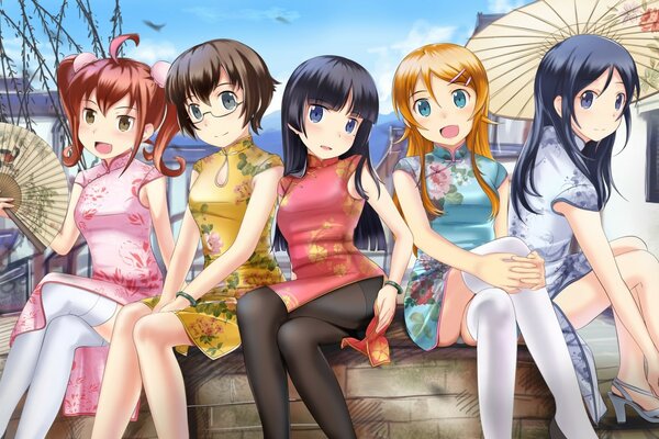 Beautiful drawing of girls in anime style