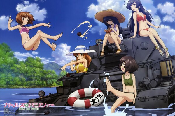 Bathing anime girls in the river