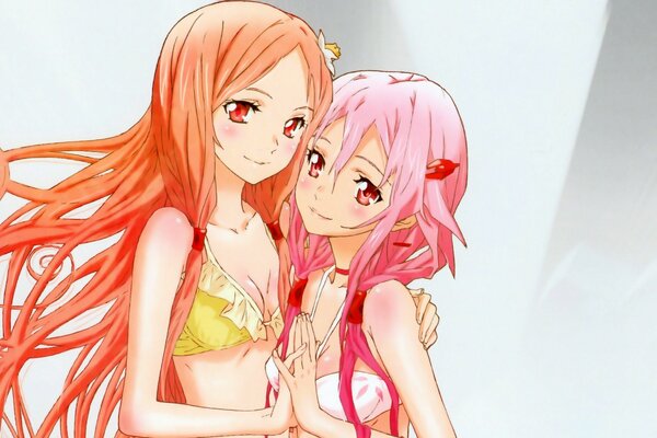 Две девушки в купальниках с яркими волосами