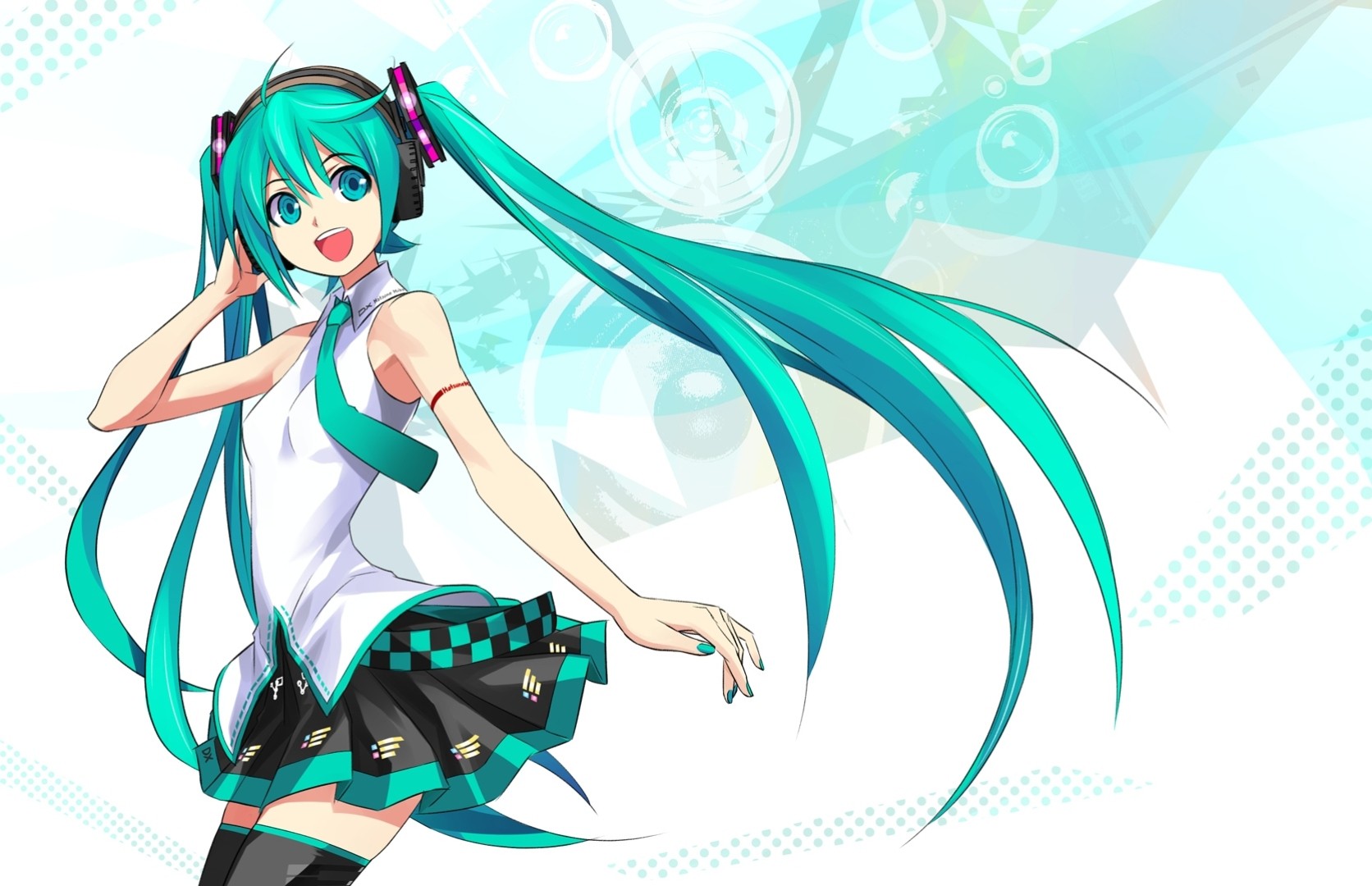 cabello largo thighhighs hatsune miku