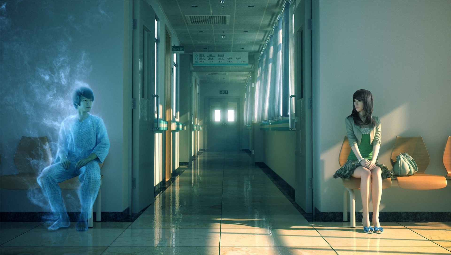 hospital arte chica espíritu fantasma hombre