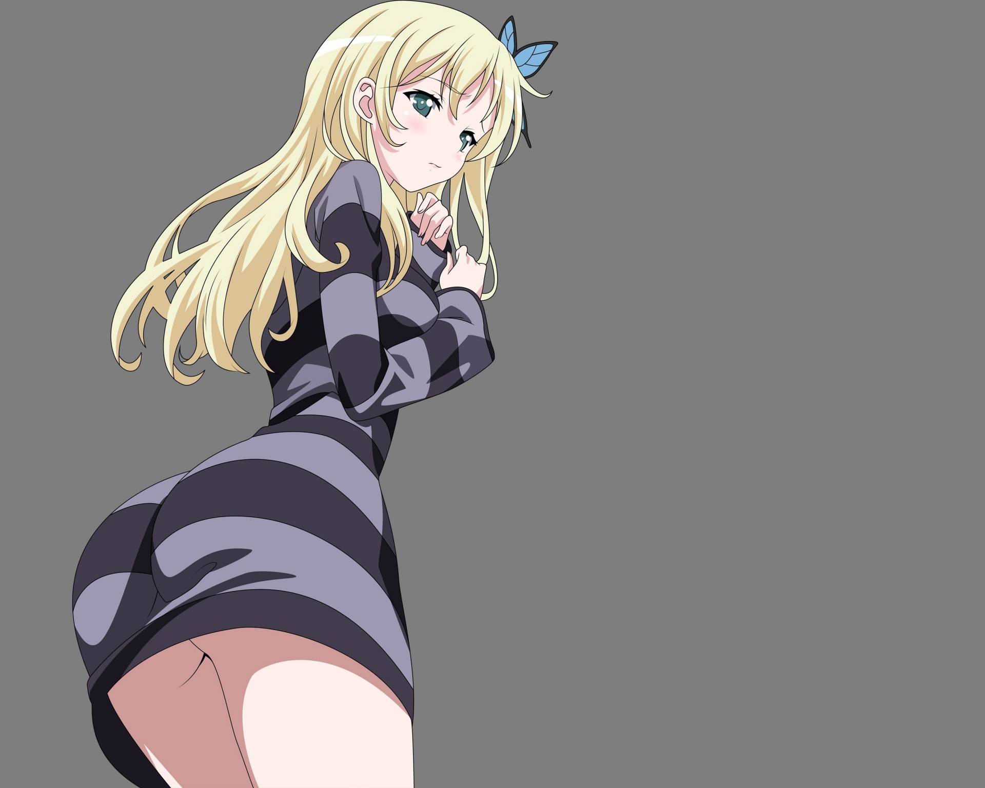 blonde hair blush green eyes long hair kashiwazaki hay