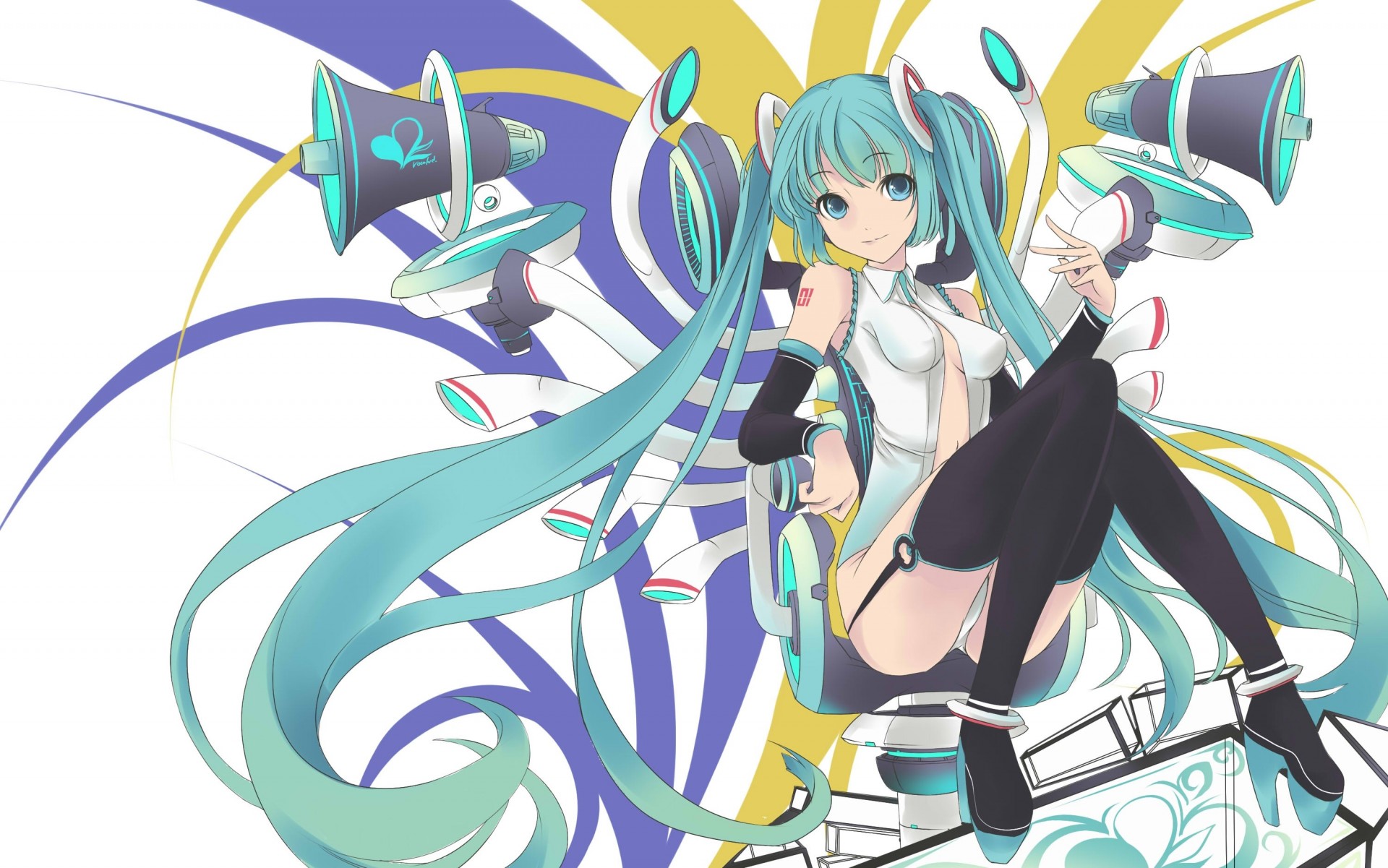 niebieskie oczy długie włosy twintails hatsune miku niebieskie włosy