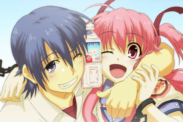 Pareja enamorada de anime. Chica y chico