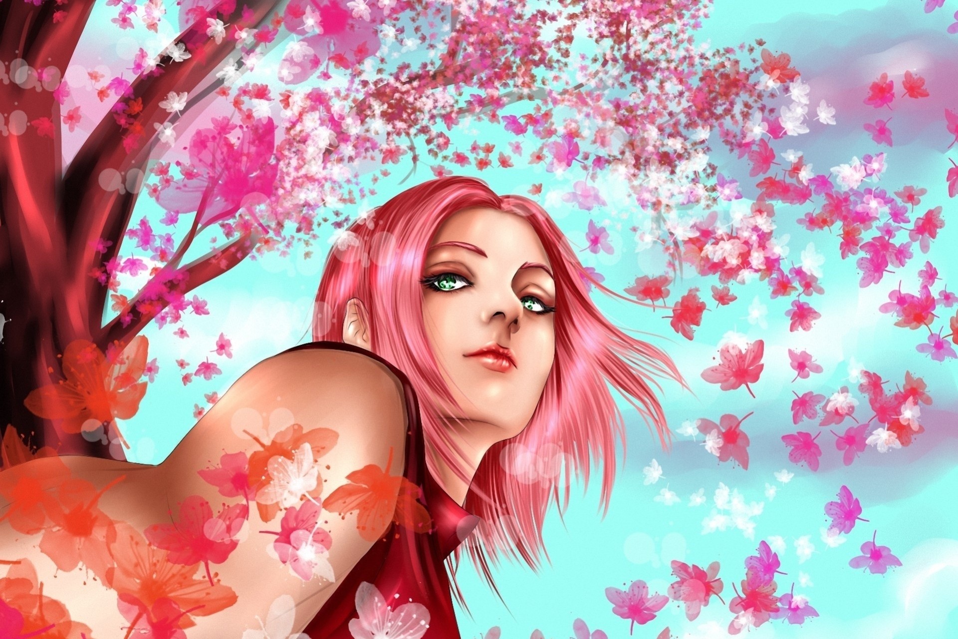 art dziewczyna haruno sakura hisokakakashi różowe włosy naruto