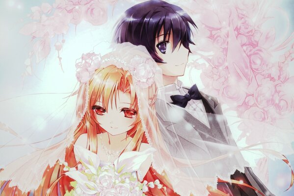 Boda de pareja en estilo anime