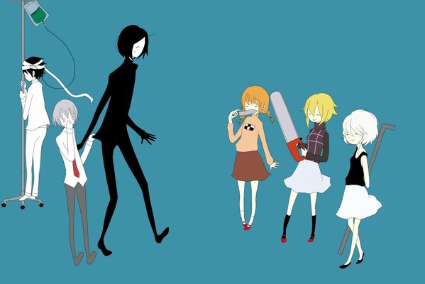 Personnages d anime aux cheveux blonds et à la scie