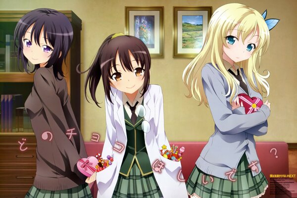 Tres chicas en estilo anime