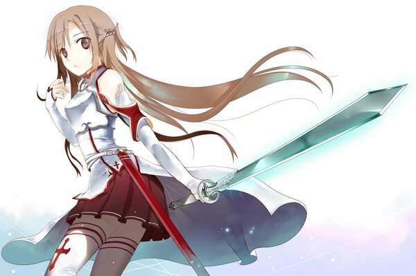 Long-haired girl with a sword