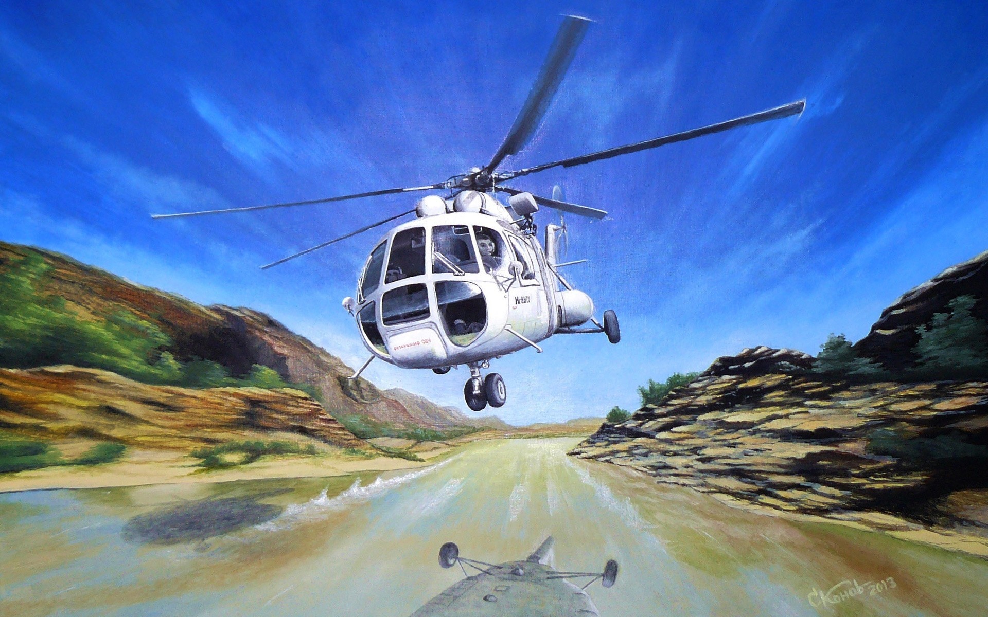 helicopters art russia mi-8 soviet