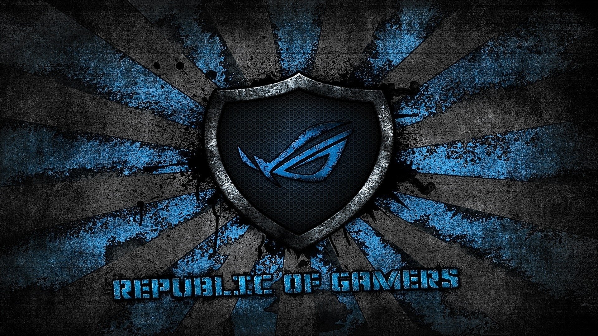 asus logo asus gamer republic of gamers brand blue grey rog background