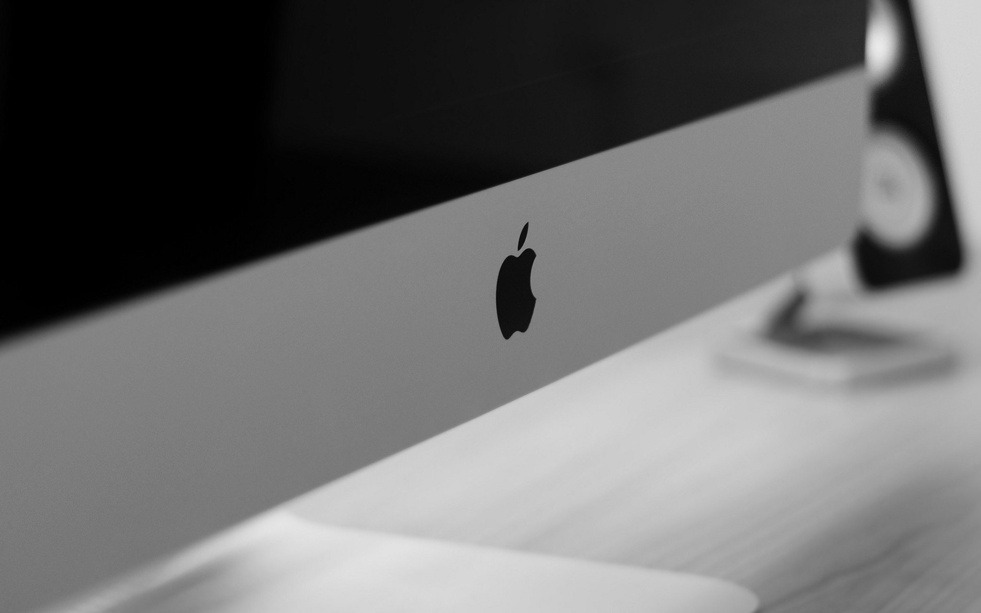 apple imac macro noir et blanc ordinateur logo