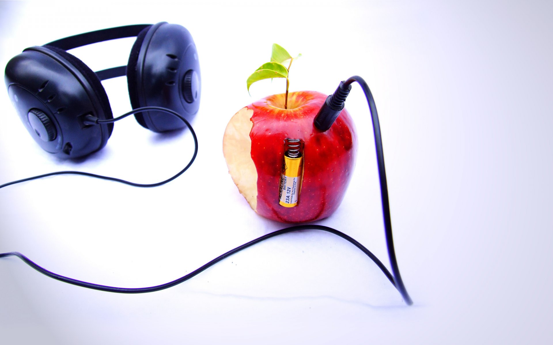 manzana roja auriculares batería