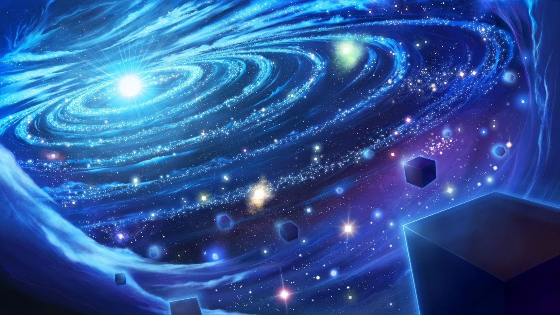 kreise der sterne sternensystem blau universum galaxie weltraum sterne nebel zeichnungen anime