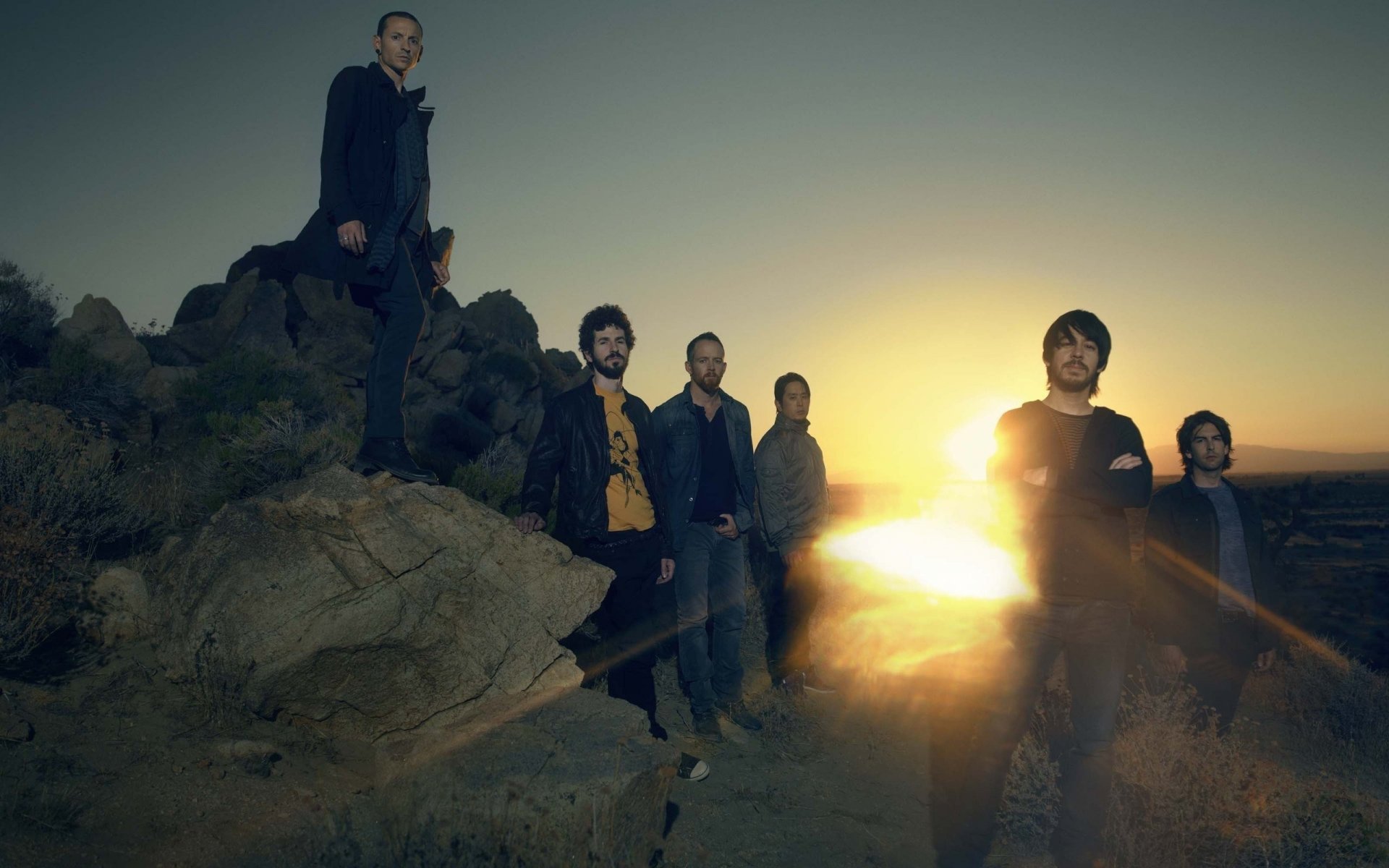 the guys at sunset linkin park group sunset music musicians the team stones light