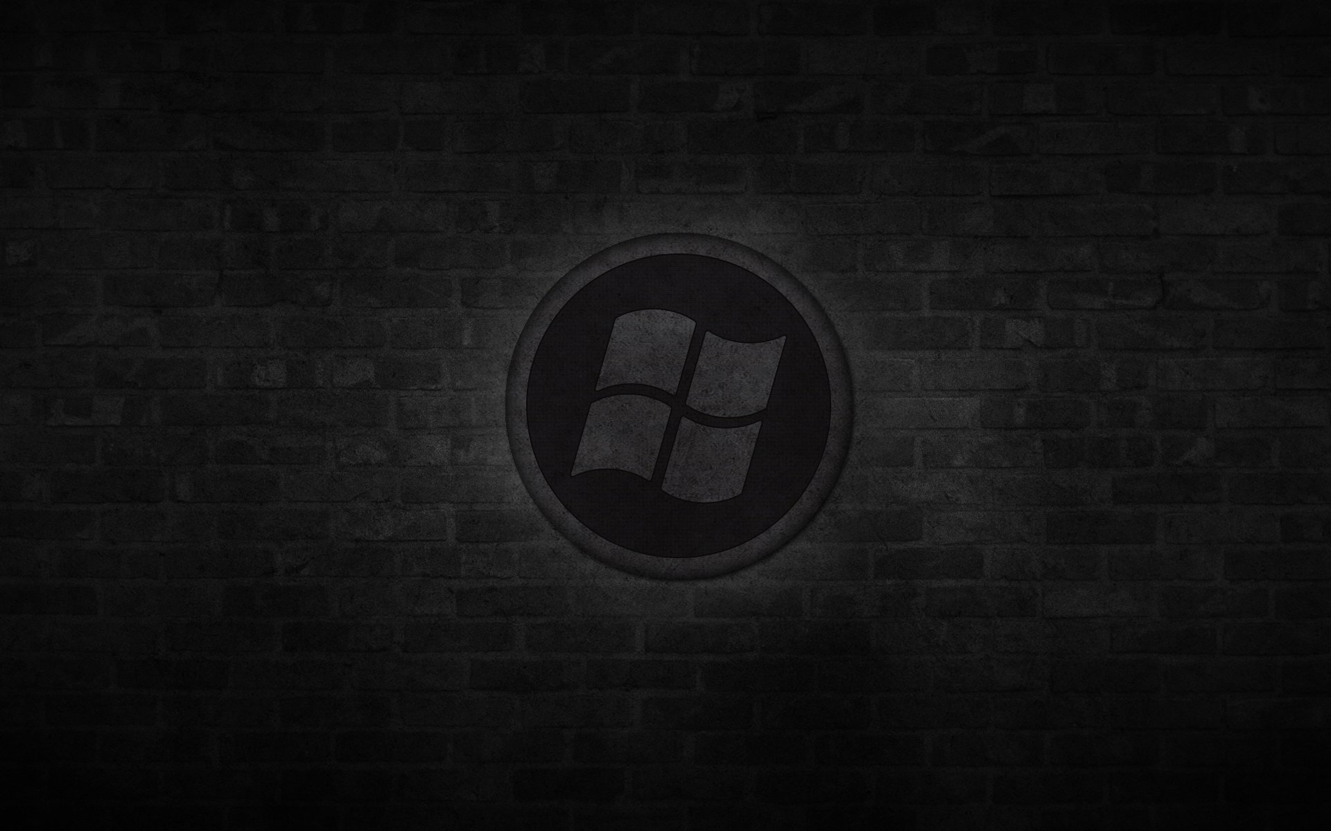 окна лого логотип темноватый фон круг черный стена кирпич