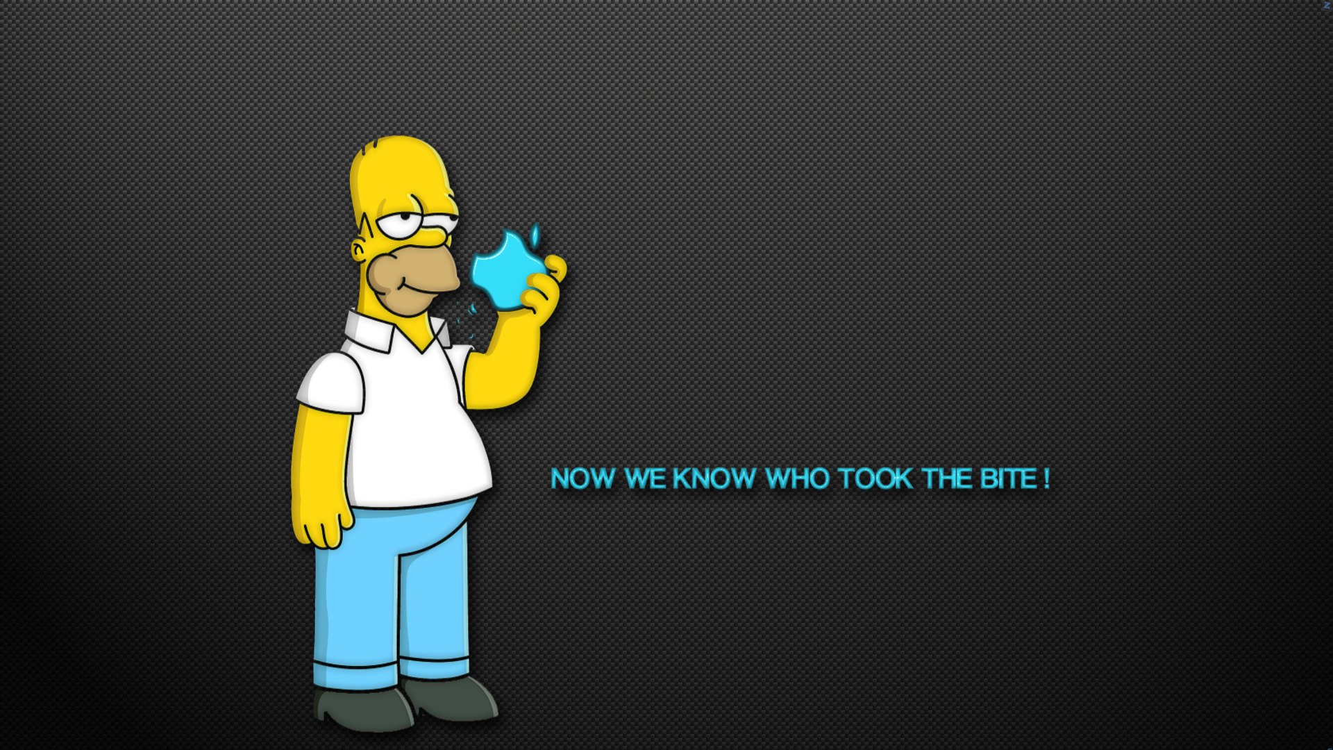 homer apple the simpsons bite inscription background