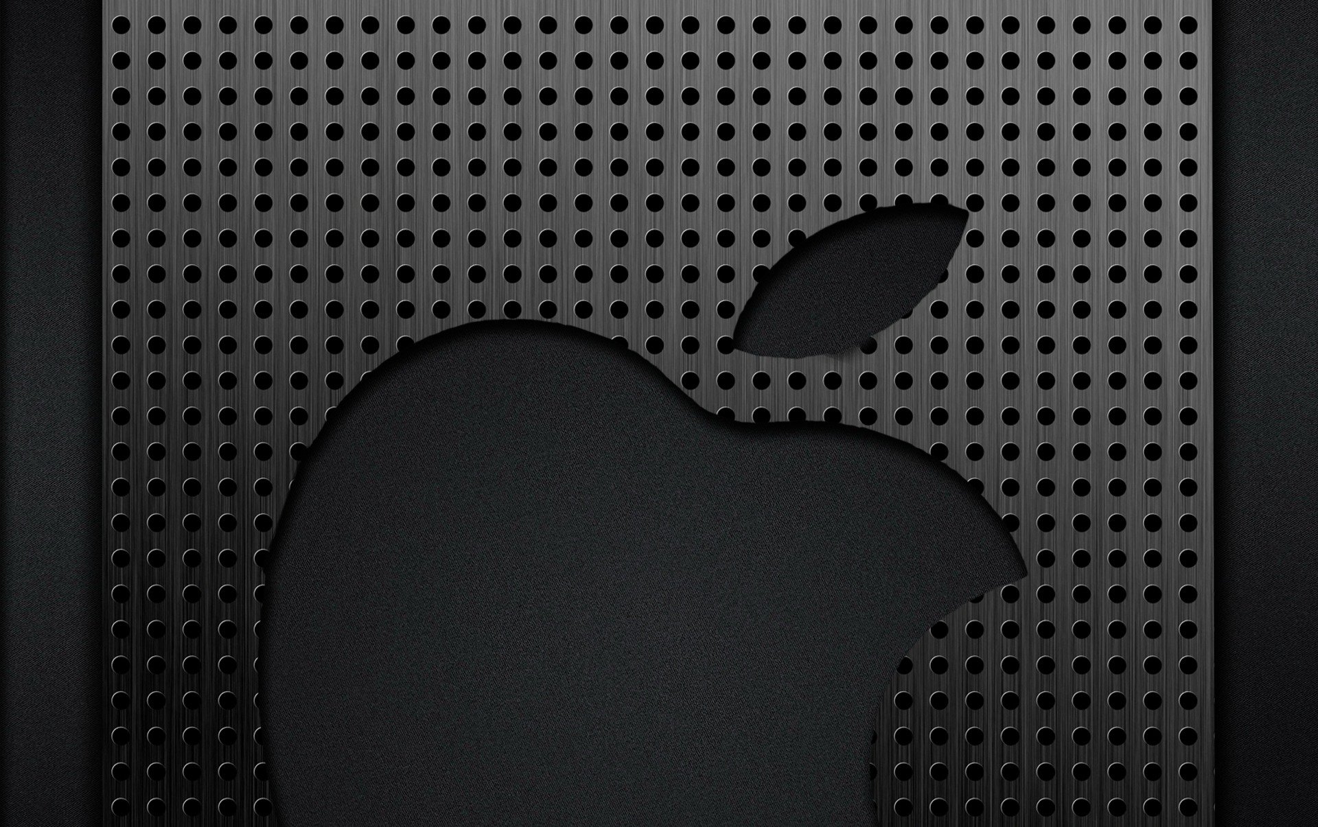 apple metal grey chrome logo grille cell hole