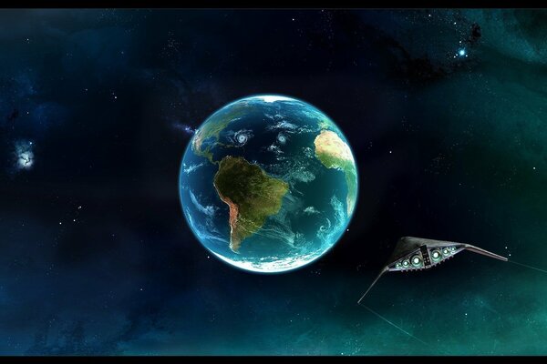 Planet Erde Raumschiff Dunkelheit