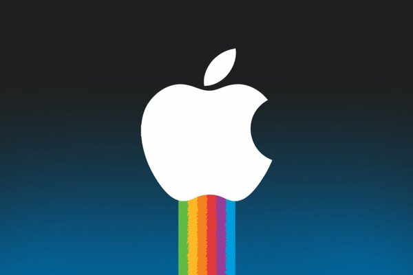 Jabłko Steve a Jobsa na ciemnoniebieskim tle