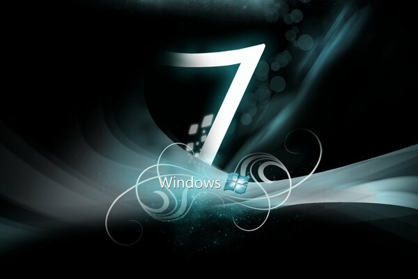 Windows seven screen saver on a black background