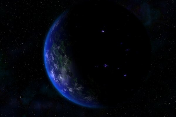 Planète bleue dans l espace