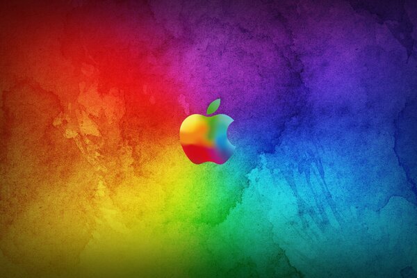 Das Apple-Logo auf einem bunten Hintergrund