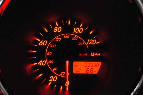 Geschwindigkeit auf dem Tachometer des Autos