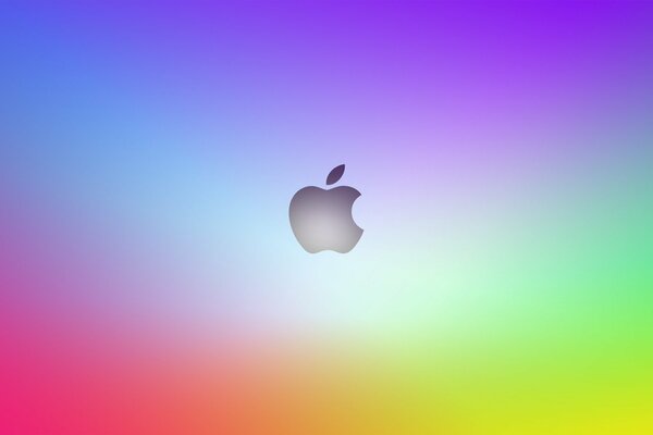 На разноцветном фоне изображён логотип эпл