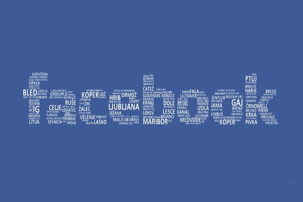 Texto de Facebook en forma de palabras blancas sobre un fondo azul