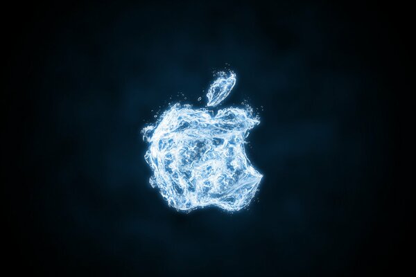 Logotipo de Apple de textura de fuego azul