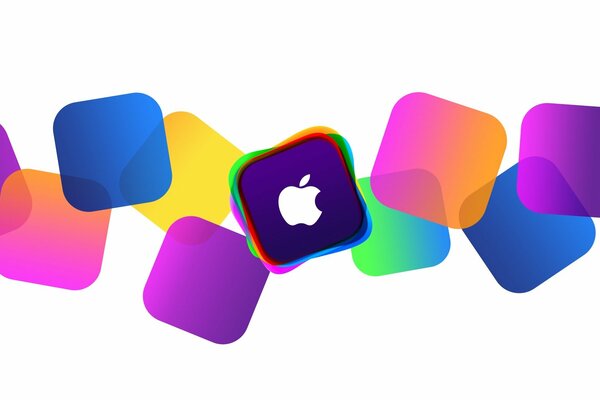 Logo Apple z kolorowymi kwadratami
