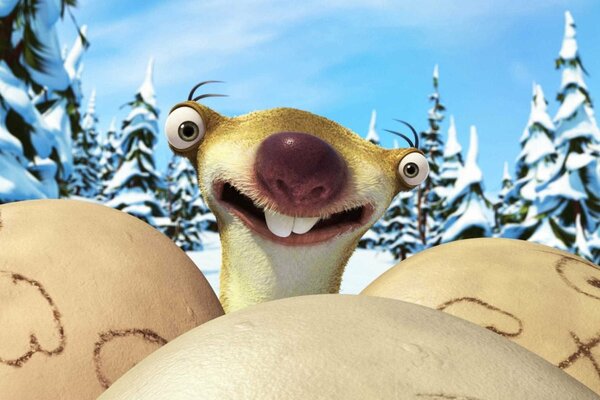 Cartoon ice Age, sloth and testicles