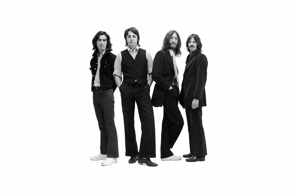 Cuarteto de los Beatles fotografía en blanco y negro