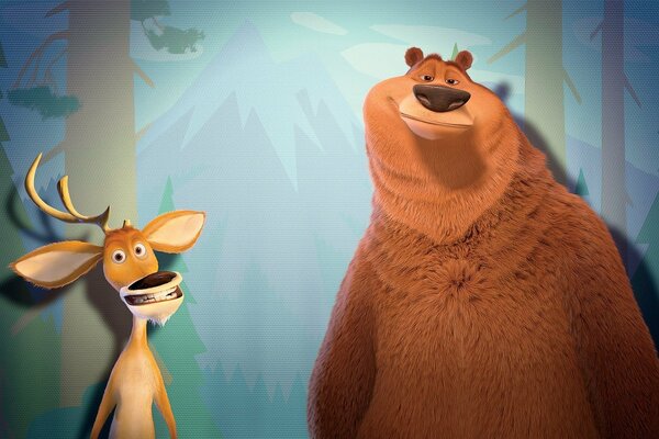 Bear and deer from the cartoon hunting season