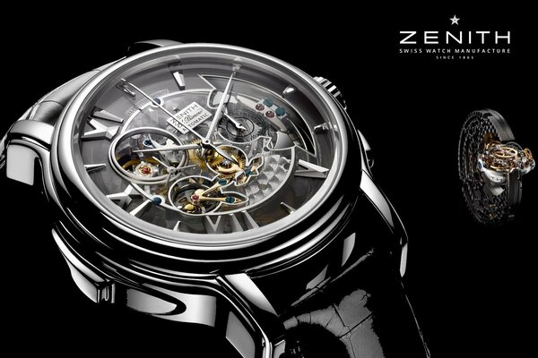 Zenith Armbanduhr auf schwarzem Hintergrund