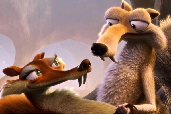 Cartoon ice age, love squirrel