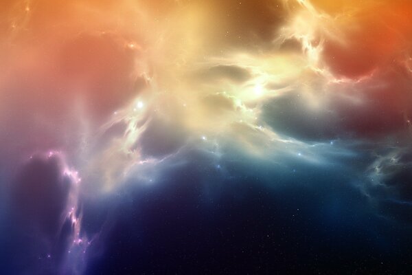 Nebulosa de color con muchas estrellas brillantes