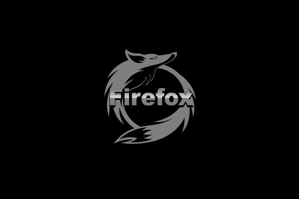 Silberner Fuchs mit Feuer-Browser-Logo auf schwarzem Hintergrund