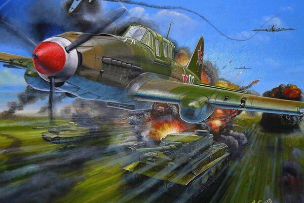 WWII, IL-2-Soviet attack aircraft